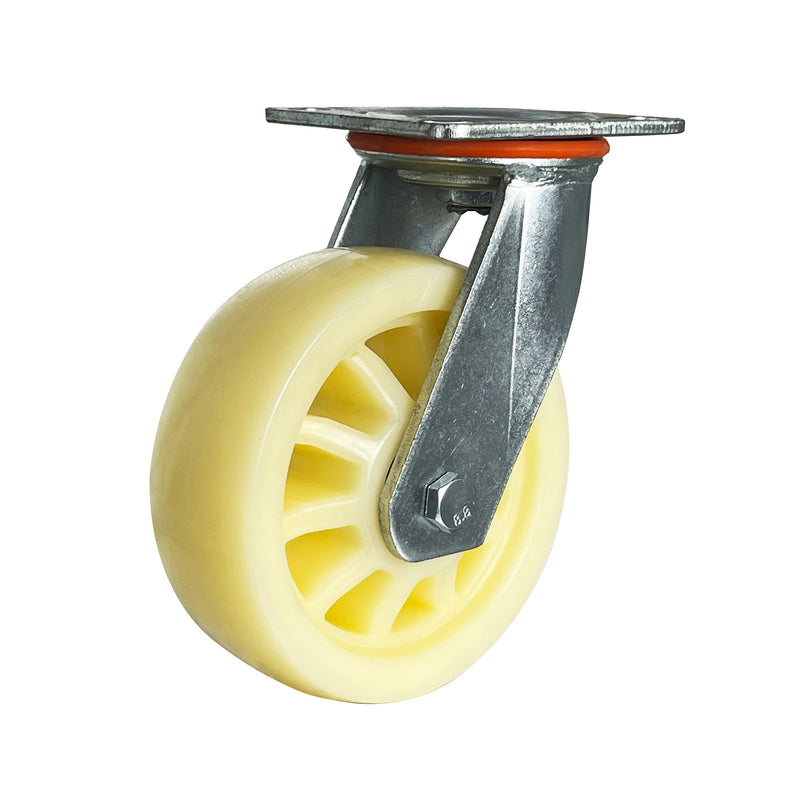 Heavy Duty Ribbed White Solid-Wheel Caster
